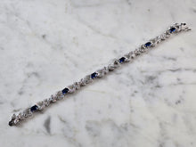 Load image into Gallery viewer, Womens Vintage Estate Sterling Silver Modernist Sapphire Bracelet 17.2g #E7953