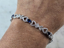 Load image into Gallery viewer, Womens Vintage Estate Sterling Silver Modernist Sapphire Bracelet 17.2g #E7953