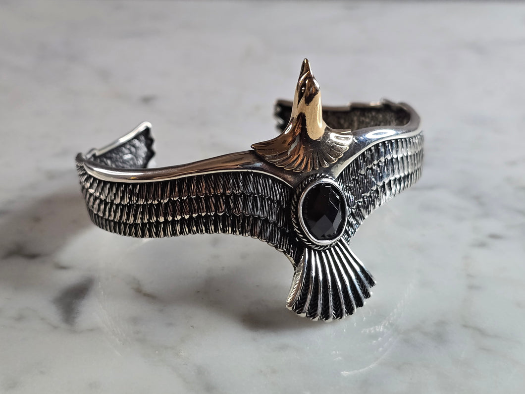 Sterling Silver Modernist Eagle Bird Cuff Bracelet 27.5g E7957