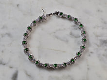 Load image into Gallery viewer, Womens Vintage Estate Sterling Silver Modernist Emerald Bracelet 15.6g #E7961