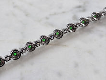 Load image into Gallery viewer, Womens Vintage Estate Sterling Silver Modernist Emerald Bracelet 15.6g #E7961