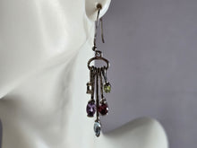 Load image into Gallery viewer, Womens Vintage Estate Sterling Silver Modernist Multi Stone Earrings 6.9g E7963