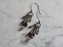 Load image into Gallery viewer, Womens Vintage Estate Sterling Silver Modernist Multi Stone Earrings 6.9g E7963