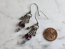 Load image into Gallery viewer, Womens Vintage Estate Sterling Silver Modernist Multi Stone Earrings 6.9g E7963