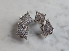 Load image into Gallery viewer, Womens Vintage Estate Sterling Silver Deco CZ Stud Earrings 7.2g E7966