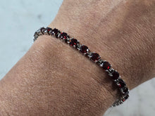 Load image into Gallery viewer, Womens Vintage Estate Sterling Silver Garnet Bracelet 13.6g E7967