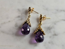 Load image into Gallery viewer, Womens Vintage Estate Sterling Silver Amethyst Earrings 12.7g E7968