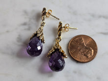 Load image into Gallery viewer, Womens Vintage Estate Sterling Silver Amethyst Earrings 12.7g E7968