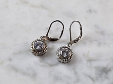 Load image into Gallery viewer, Womens Vintage Estate Sterling Silver CZ Dangle Earrings 3.6g E7974