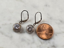Load image into Gallery viewer, Womens Vintage Estate Sterling Silver CZ Dangle Earrings 3.6g E7974