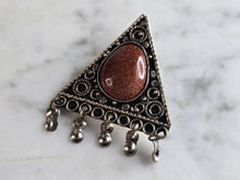 Load image into Gallery viewer, Womens Vintage Estate Sterling Silver Israel Sunstone Brooch Pendant 5.1g E7977