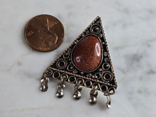 Load image into Gallery viewer, Womens Vintage Estate Sterling Silver Israel Sunstone Brooch Pendant 5.1g E7977