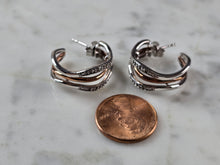 Load image into Gallery viewer, Womens Vintage Estate Sterling Silver Modernist CZ Earrings 6.1g #E7981