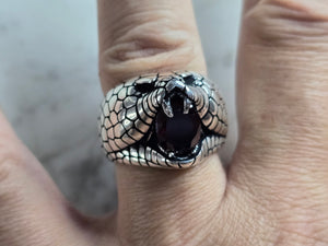 Mens Estate Sterling Silver Gothic Snake Ring 14.6g E7987