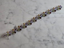 Load image into Gallery viewer, Womens Vintage Estate Sterling Silver Multi Stone Bracelet 27.5g E7990