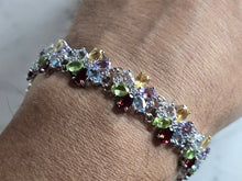 Load image into Gallery viewer, Womens Vintage Estate Sterling Silver Multi Stone Bracelet 27.5g E7990