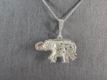 Load image into Gallery viewer, Womens Vintage Estate Sterling Silver CZ Elephant Pendant Necklace 6.6g E7995