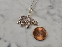 Load image into Gallery viewer, Womens Vintage Estate Sterling Silver CZ Elephant Pendant Necklace 6.6g E7995