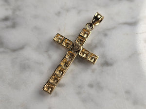 Vintage Estate 14K Beverly Hills Gold Religious Cross Pendant 2.3g E7998