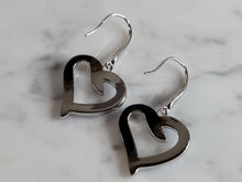 Load image into Gallery viewer, Womens Estate Sterling Silver Blue Opal Heart Earrings 8.2g E799