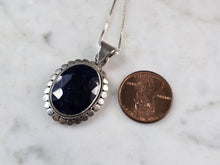 Load image into Gallery viewer, Womens Estate Sterling Silver Natural Sapphire Pendant Necklace 10.1g E802