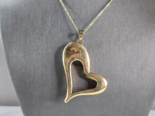 Load image into Gallery viewer, Womens Estate Sterling Silver Gold Tone Heart Pendant Necklace 11.9g E805