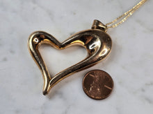 Load image into Gallery viewer, Womens Estate Sterling Silver Gold Tone Heart Pendant Necklace 11.9g E805