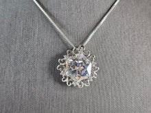 Load image into Gallery viewer, Womens Vintage Estate Sterling Silver CZ Pendant w/ Necklace 10.3g E812