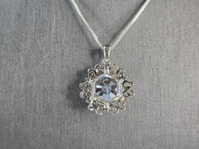 Load image into Gallery viewer, Womens Vintage Estate Sterling Silver CZ Pendant w/ Necklace 10.3g E812