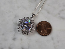 Load image into Gallery viewer, Womens Vintage Estate Sterling Silver CZ Pendant w/ Necklace 10.3g E812