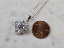Load image into Gallery viewer, Womens Vintage Estate Sterling Silver CZ Snowflake Pendant w/ Necklace 5.1g E815