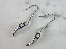Load image into Gallery viewer, Womens Estate Sterling Silver Modernist Opal Earrings 4.2g E823