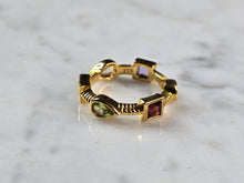 Load image into Gallery viewer, Womens Sterling Silver Gold Tone Modernist Multi Stone Ring 4.0g E826