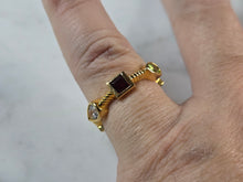 Load image into Gallery viewer, Womens Sterling Silver Gold Tone Modernist Multi Stone Ring 4.0g E826