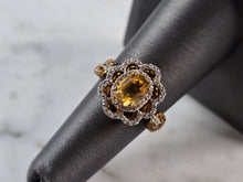 Load image into Gallery viewer, Womens Vintage Estate Sterling Silver Gold Tone Citrine Ring, 4.2g E827