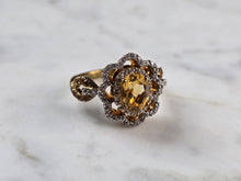 Load image into Gallery viewer, Womens Vintage Estate Sterling Silver Gold Tone Citrine Ring, 4.2g E827