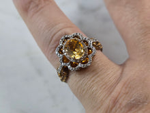Load image into Gallery viewer, Womens Vintage Estate Sterling Silver Gold Tone Citrine Ring, 4.2g E827