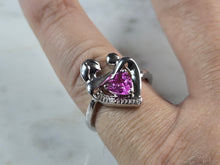 Load image into Gallery viewer, Womens Vintage Estate Sterling Silver Mother Child Heart Ring 3.9g E829