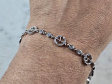 Load image into Gallery viewer, Womens Sterling Silver CZ Anklet Peace Bracelet, 8.8g E832
