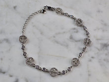 Load image into Gallery viewer, Womens Sterling Silver CZ Anklet Peace Bracelet, 8.8g E832
