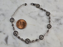 Load image into Gallery viewer, Womens Sterling Silver CZ Anklet Peace Bracelet, 8.8g E832