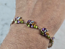 Load image into Gallery viewer, Womens Sterling Silver Multi Stone Anklet Bracelet, 9.2g E833