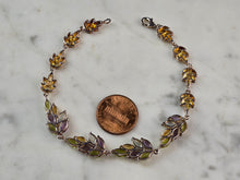 Load image into Gallery viewer, Womens Sterling Silver Multi Stone Anklet Bracelet, 9.2g E833
