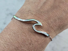 Load image into Gallery viewer, Womens Sterling Silver Opal Tsunami Wave Adjustable Bracelet 8.4g E838