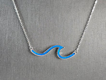 Load image into Gallery viewer, Womens Sterling Silver Blue Opal Tsunami Wave Pendant Necklace 4.0g E839