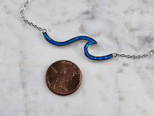 Load image into Gallery viewer, Womens Sterling Silver Blue Opal Tsunami Wave Pendant Necklace 4.0g E839