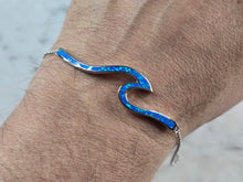 Load image into Gallery viewer, Womens Sterling Silver Blue Opal Tsunami Wave Adjustable Bracelet 8.4g E840