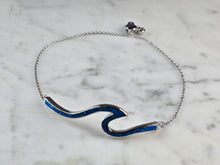 Load image into Gallery viewer, Womens Sterling Silver Blue Opal Tsunami Wave Adjustable Bracelet 8.4g E840