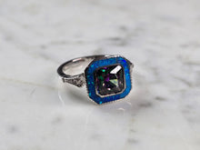 Load image into Gallery viewer, Womens Sterling Silver Modernist Blue Opal Mystic Topaz Ring 3.9g E877