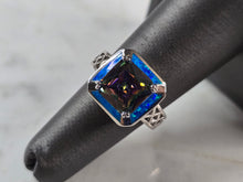 Load image into Gallery viewer, Womens Sterling Silver Modernist Blue Opal Mystic Topaz Ring 6.3g E879